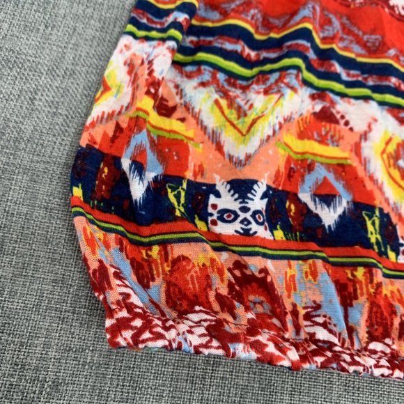 Belle Du Jour Multicolor Shirt Short Cap Sleeve Small Polyester Crisscross Back - Picture 4 of 14